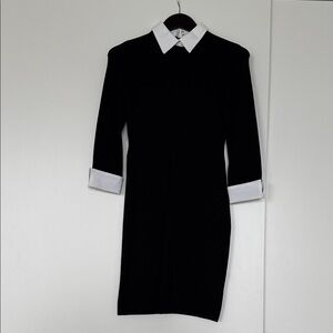 Ralph Lauren Elegant Black Dress with White Details